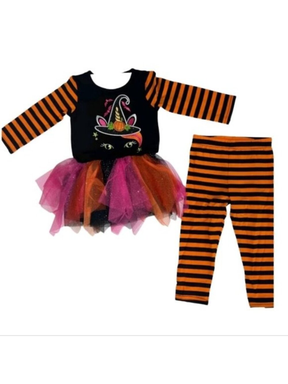 Emily Rose Girl's Fall Applique Halloween Tutu Tunic & Legging Set, Size 5